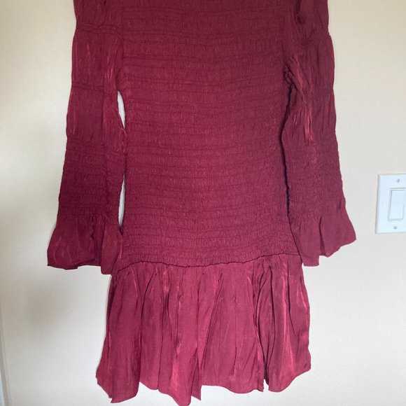 Do & Be Ruched Smocked Dress Merlot NWT - Picture 4 of 5